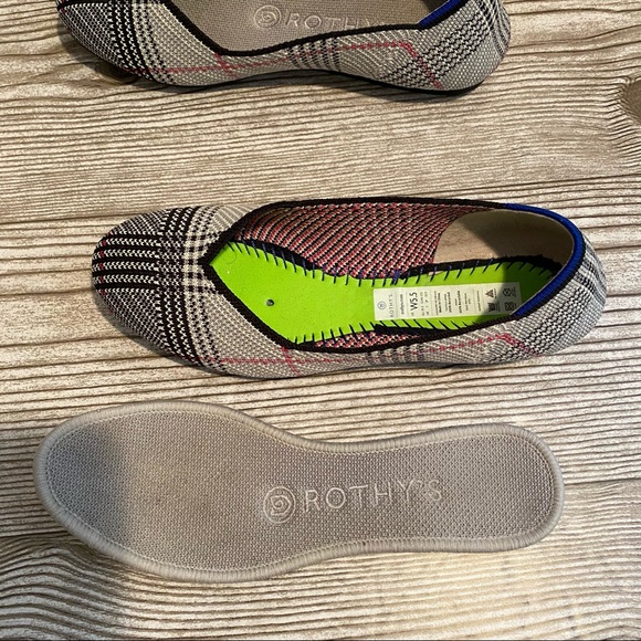 Rothy's The Flat Grey Glen Plaid Shoes Size 5.5 - Picture 5 of 9